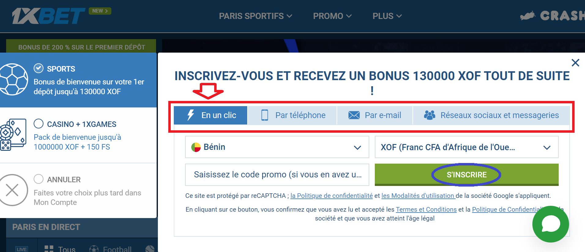 La 1xBet inscription en un clic est-elle disponible